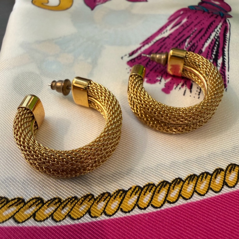 Vintage Gold Mesh Hoops